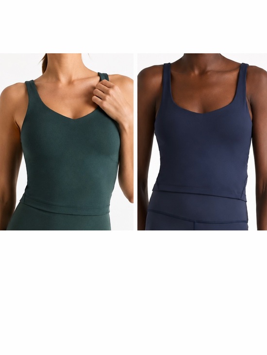 Quince Tops - Quince NWOT Set of 2 Ultra-Form V-Neck Cropped Tank Small Deep Navy Forest Green